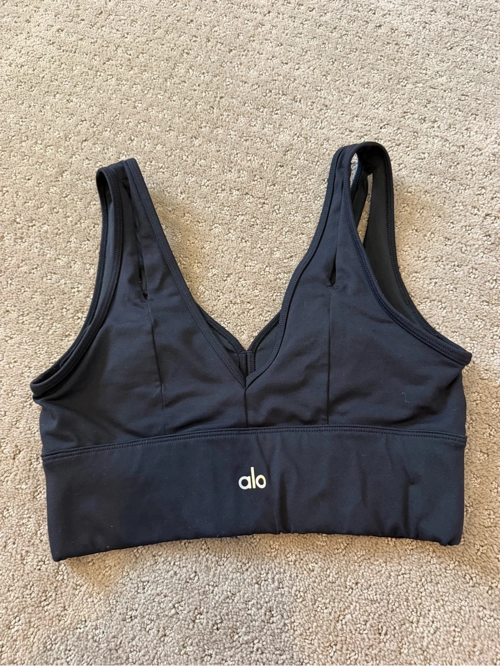 ALO Yoga Black V-Neck Longline Sports Bralette